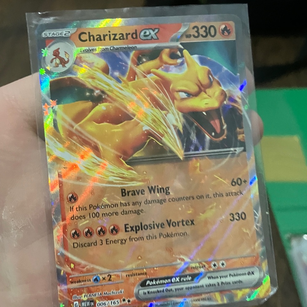 Pokemon Charizard EX Holographic Card - Orange and Yellow